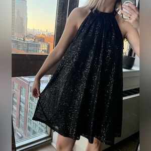 Black Sequin Mini Dress